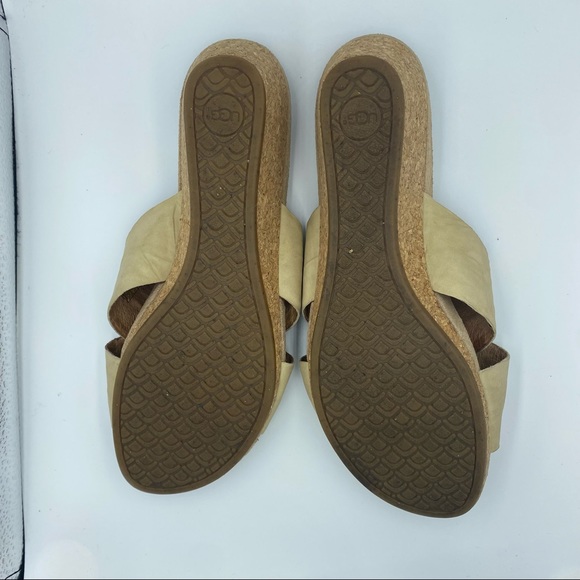 UGG Lyra Leather sandals cork wedge size 9.5 - Picture 5 of 8